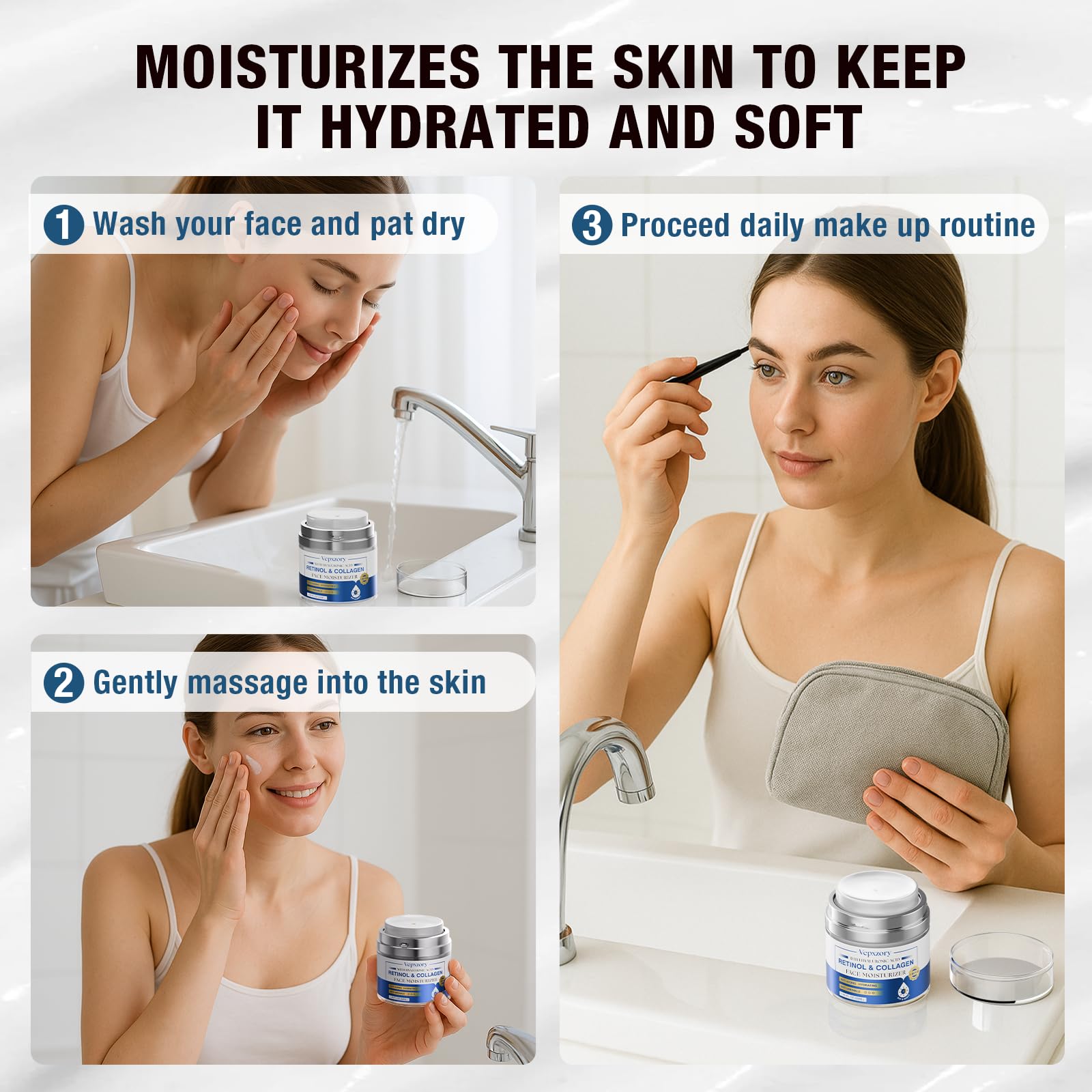 Vepxzory Face Moisturizer pump dispense enables clean, simple daily use.