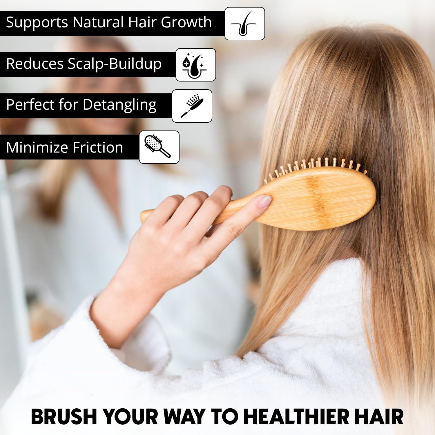 Vera Essence bamboo brush natural wood finish adds eco-friendly styling to daily routine.