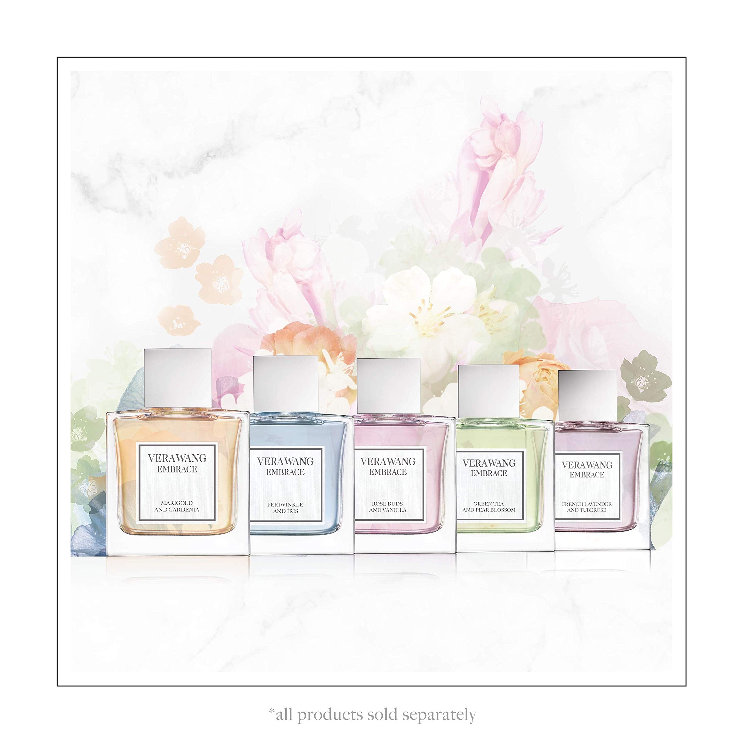 Vera Wang Embrace bottle closeup highlights label and luxe scent notes for confident wear.