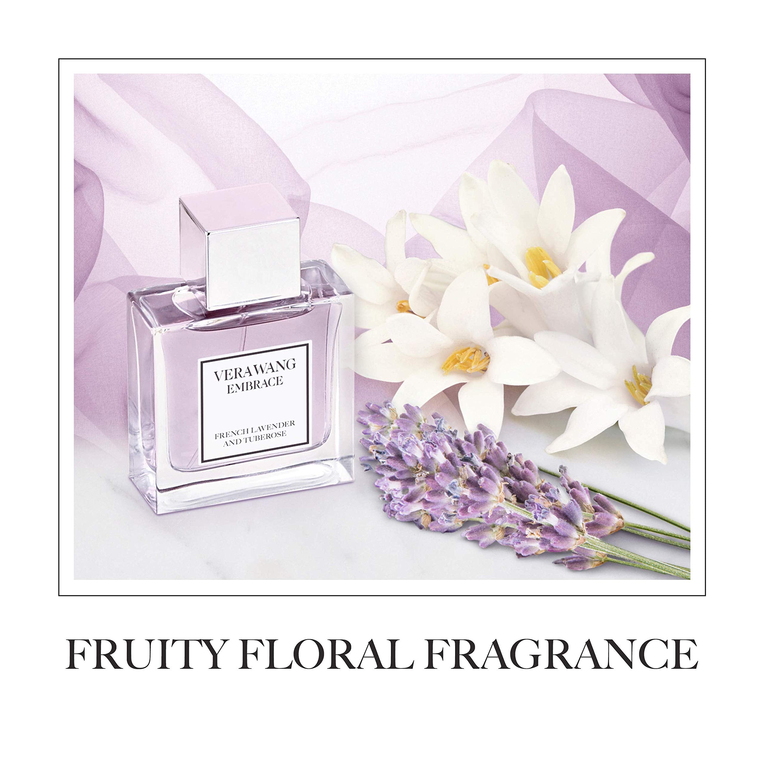 Vera Wang Embrace lavender tuberose detail hints at versatile daytime or evening wear.