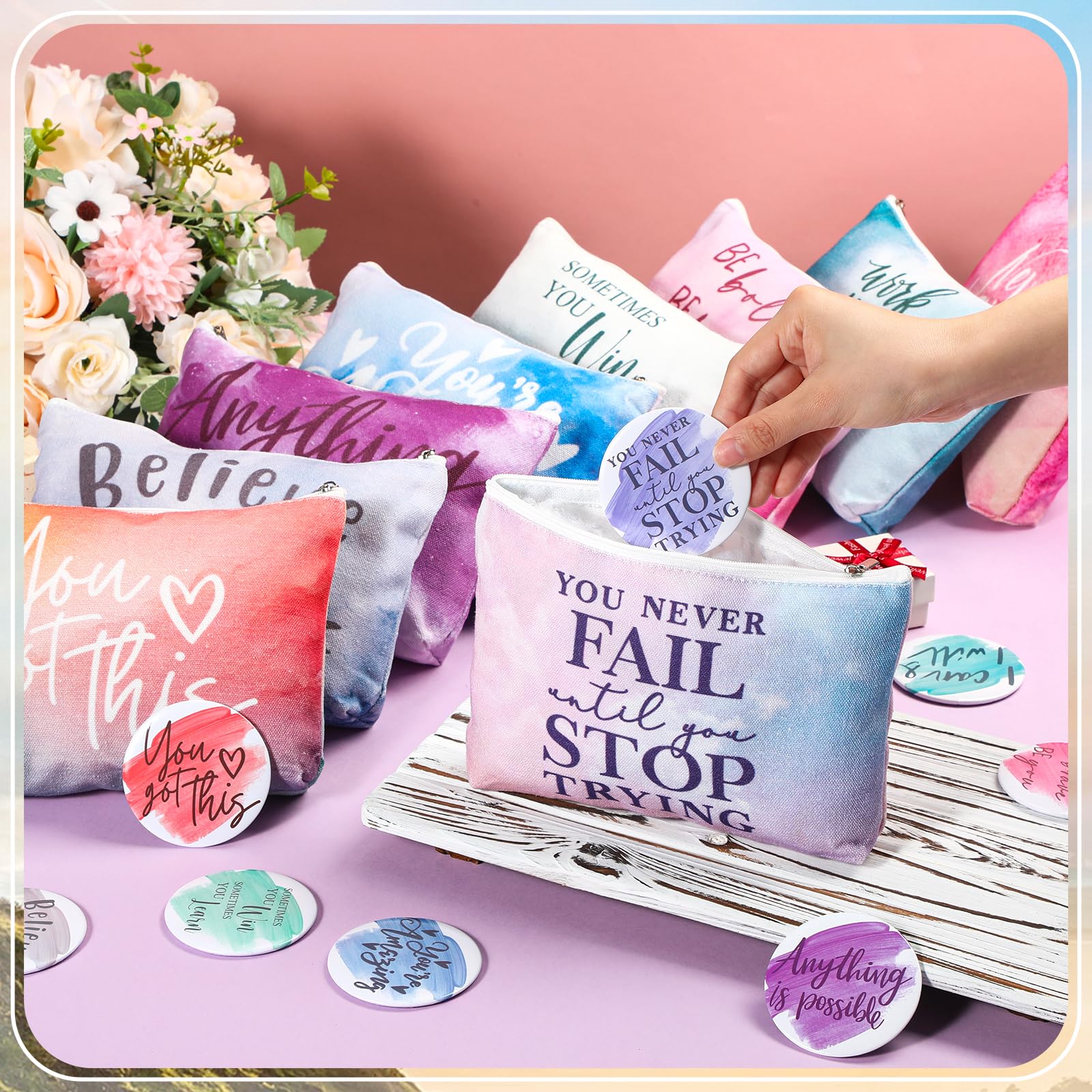 Vercraft bulk gift set for employees with bags and mirrors