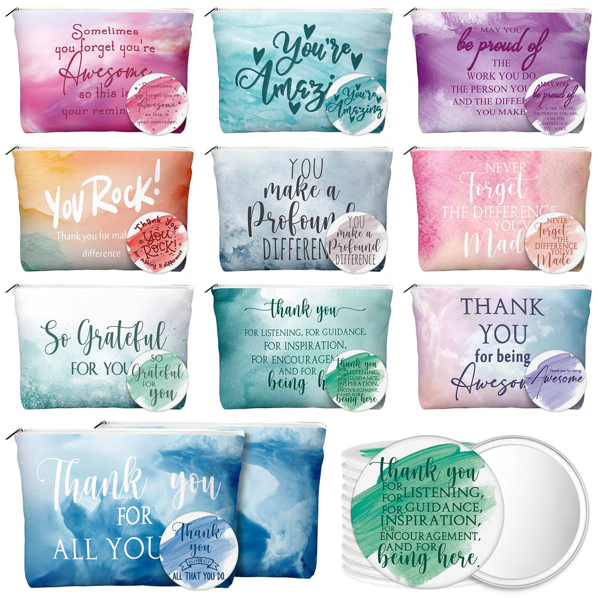 Vercraft inspirational makeup bags rose pattern for travel organization and daily touch-ups.