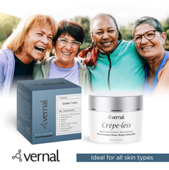 Hands applying Vernal Crepe-less Cream for smooth skin