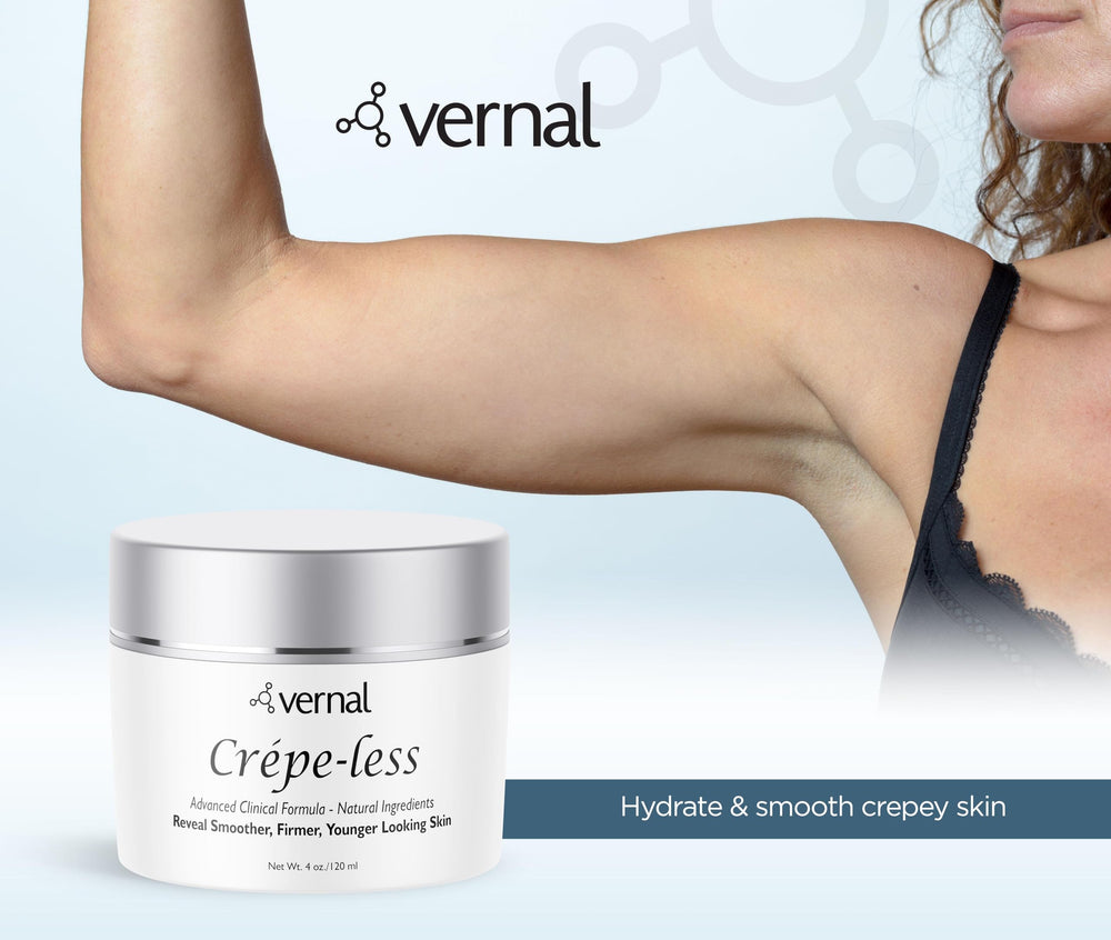 Close-up of Vernal Crepe-less Cream label highlighting organic ingredients