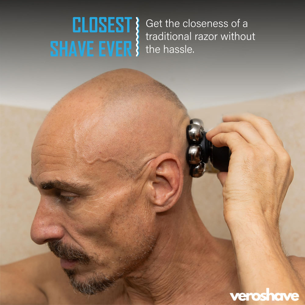 Veroshave curved blade on head highlights contour following comfort for effortless trimming.