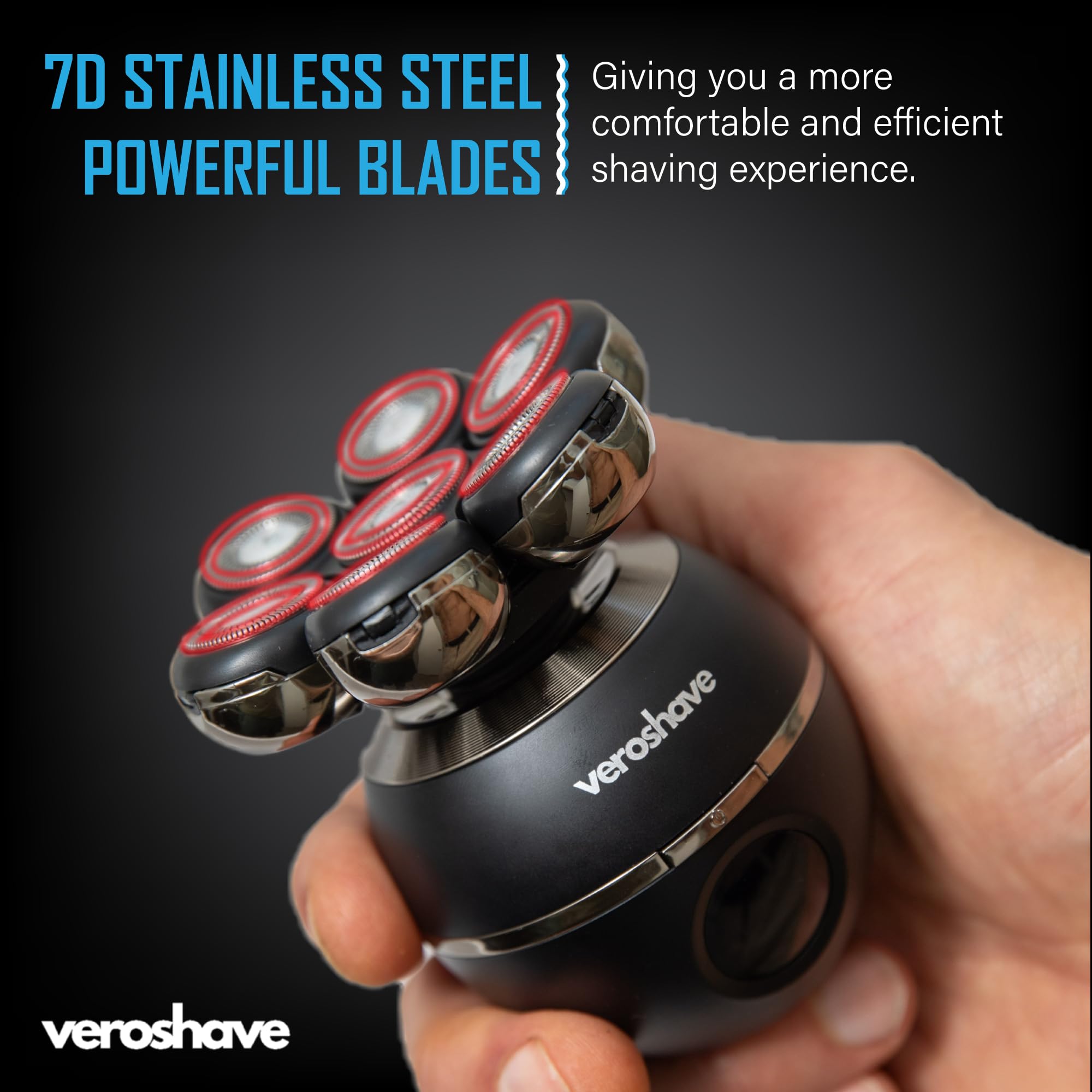 Veroshave durable stainless steel blades photo emphasizes long lasting sharpness and minimal irritation.