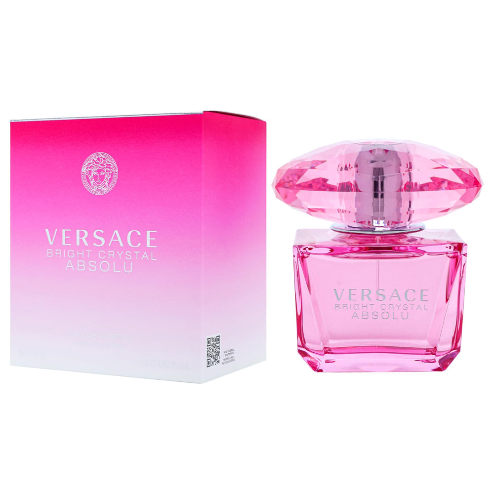 Versace Bright Crystal Absolu bottle with rose-gold accents and luxury feel.