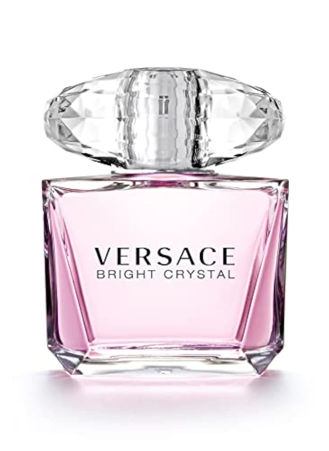 Versace Bright Crystal bottle closeup shows a luminous, fresh floral scent for daily wear