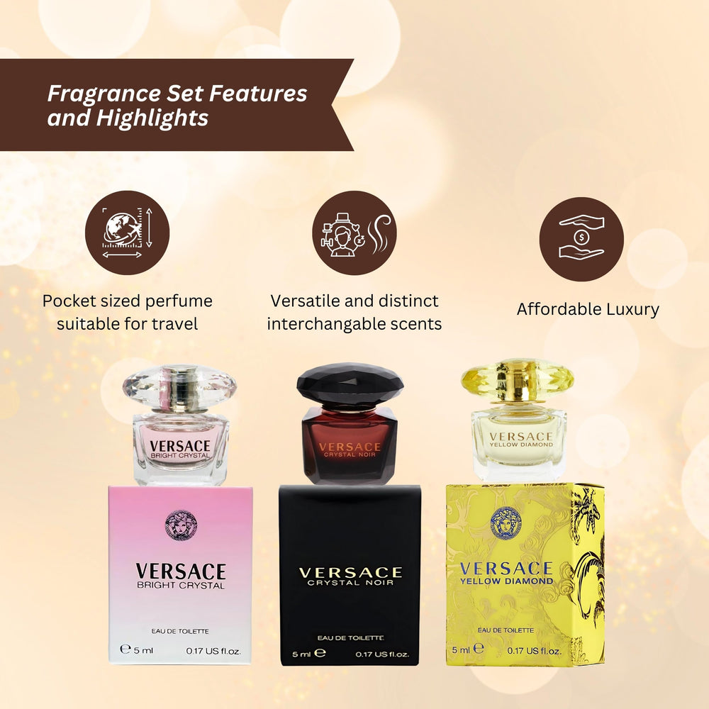 Versace Bright Crystal mini EDT splash bottle for fresh, floral everyday wear.