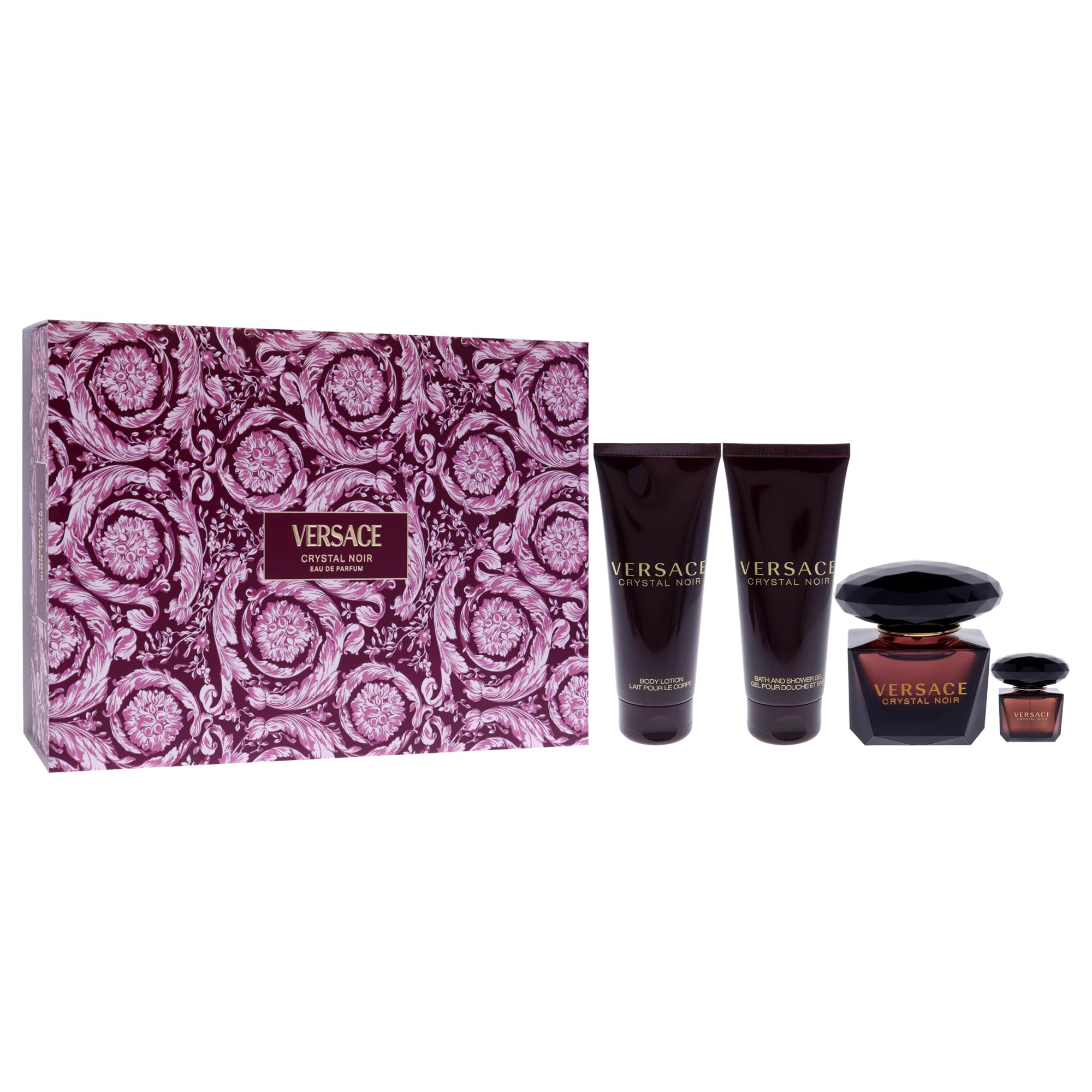 Versace Crystal Noir body lotion 3.4oz nourishes skin while imparting a soft aroma.