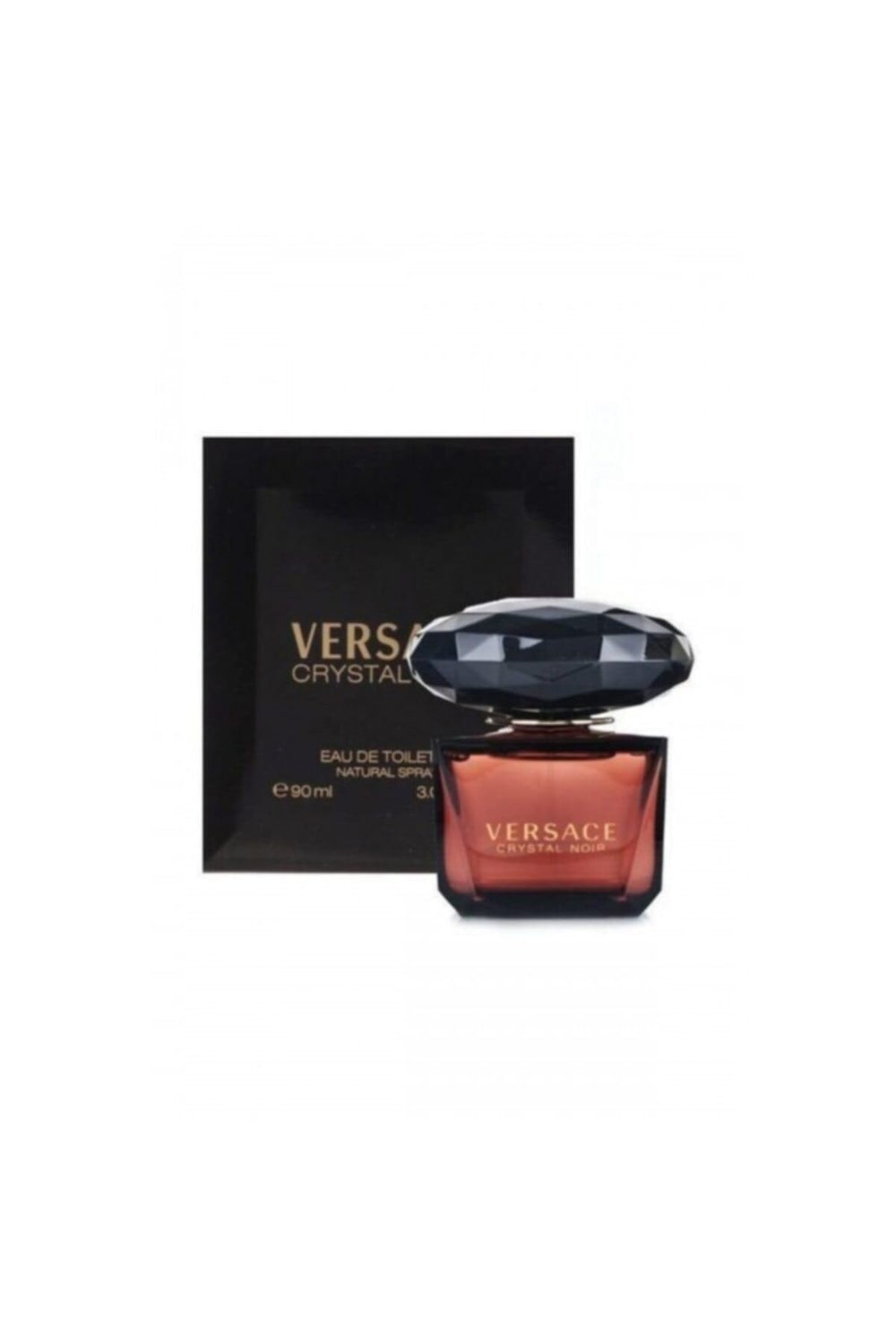 Versace Crystal Noir cap detail emphasizes craftsmanship and brand prestige.