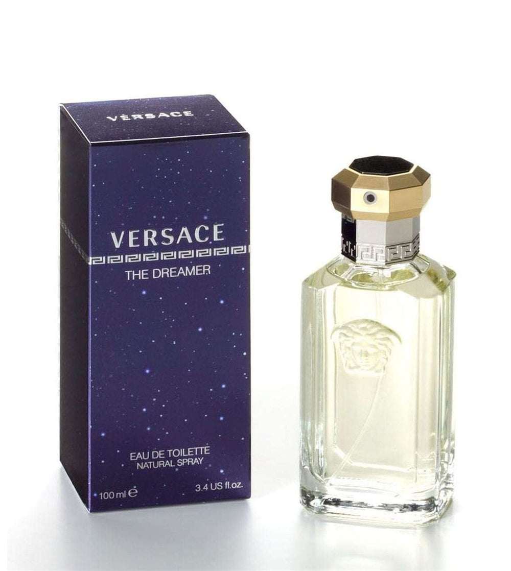 Versace Dreamer cap close-up highlighting iconic masculine design.