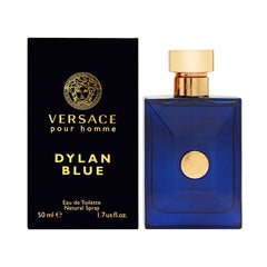 Versace Dylan Blue bottle on a reflective surface for everyday confidence and freshness