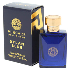 Versace Dylan Blue mini splash display showing gift-ready compact option.