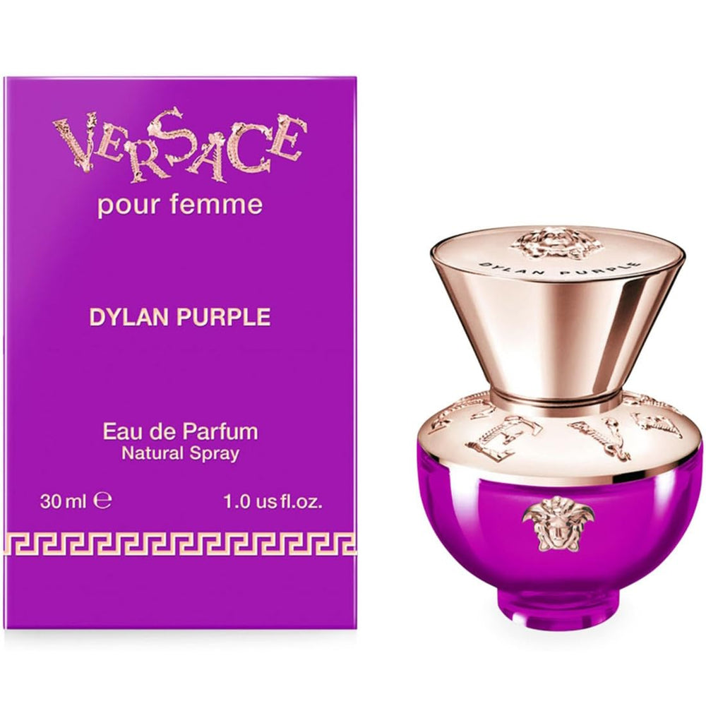 Versace Dylan Purple 1oz EDP bottle—premium fragrance for springtime wear with lasting presence.