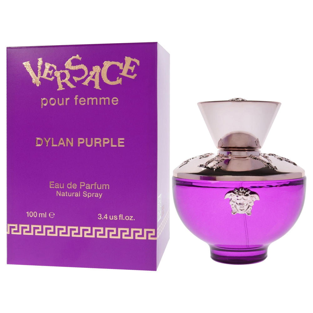 Versace Dylan Purple box display emphasizes gifting potential and seasonal luxury.