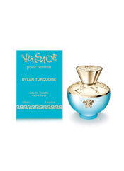 Versace Dylan Turquoise box packaging signals gift-ready luxury and presentation.