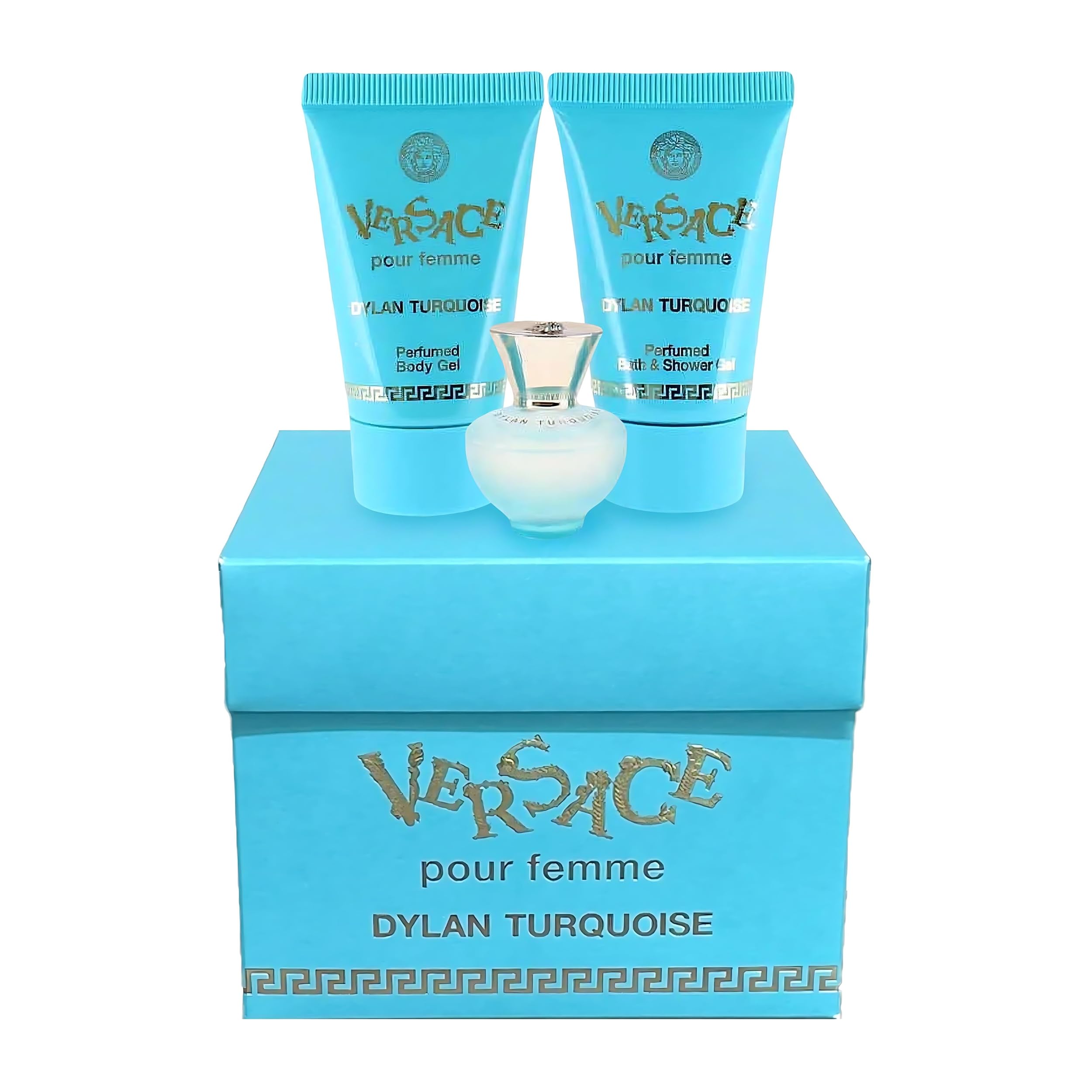 Versace Dylan Turquoise travel-friendly packaging suits journeys and getaways.