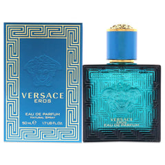 Versace Eros bottle top view hints at bold evening appeal