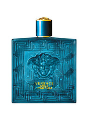 Versace Eros bottle front, a luxurious masculine fragrance for confident evenings.