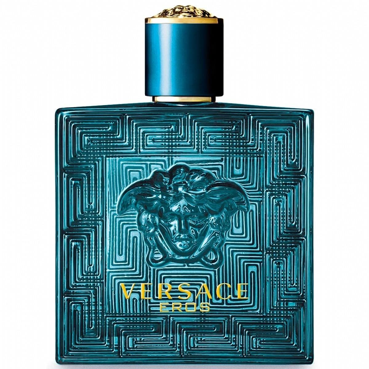 Versace Eros deodorant spray bottle side view for daily freshness and confidence.