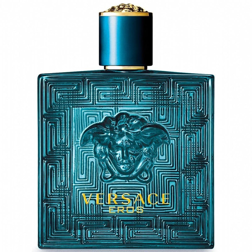 Versace Eros deodorant spray bottle side view for daily freshness and confidence.