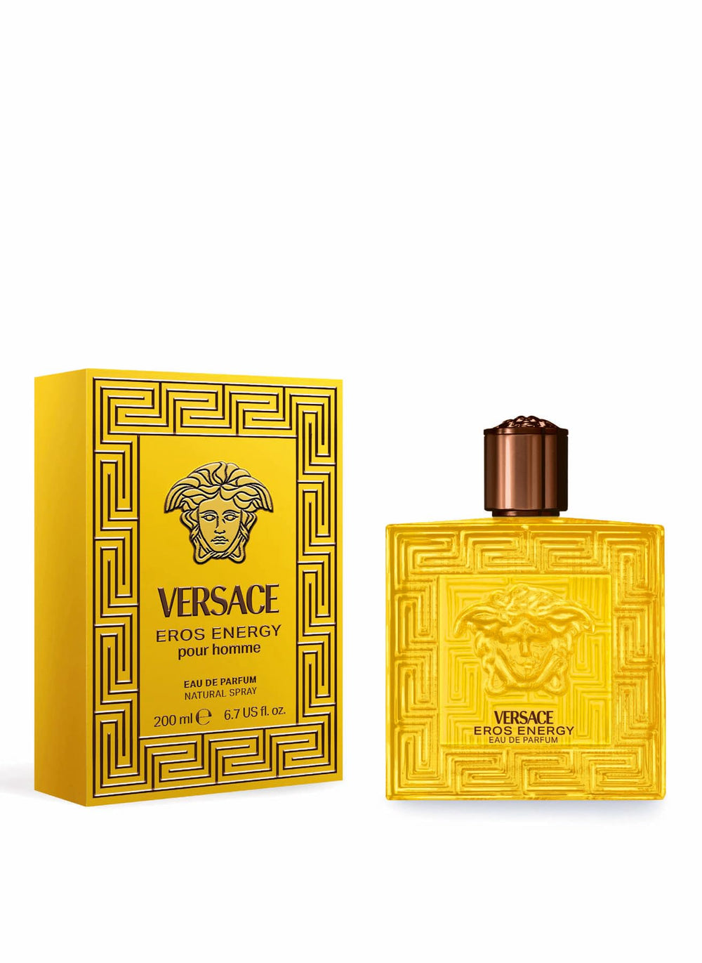 Versace Eros Energy bronze-cap detail conveys premium craftsmanship for gift-ready presentation.
