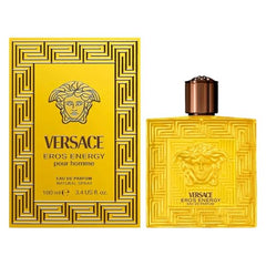 Versace Eros Energy packaging close-up highlighting premium design