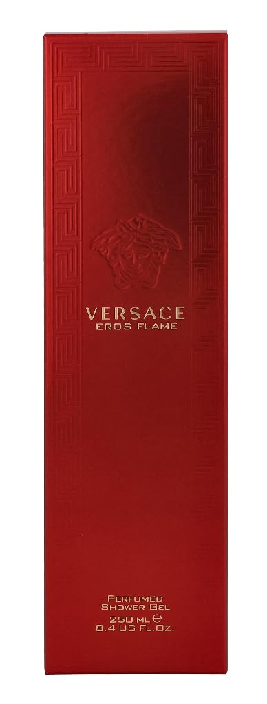 Versace Eros Flame bottle closeup highlights premium design and lasting scent.