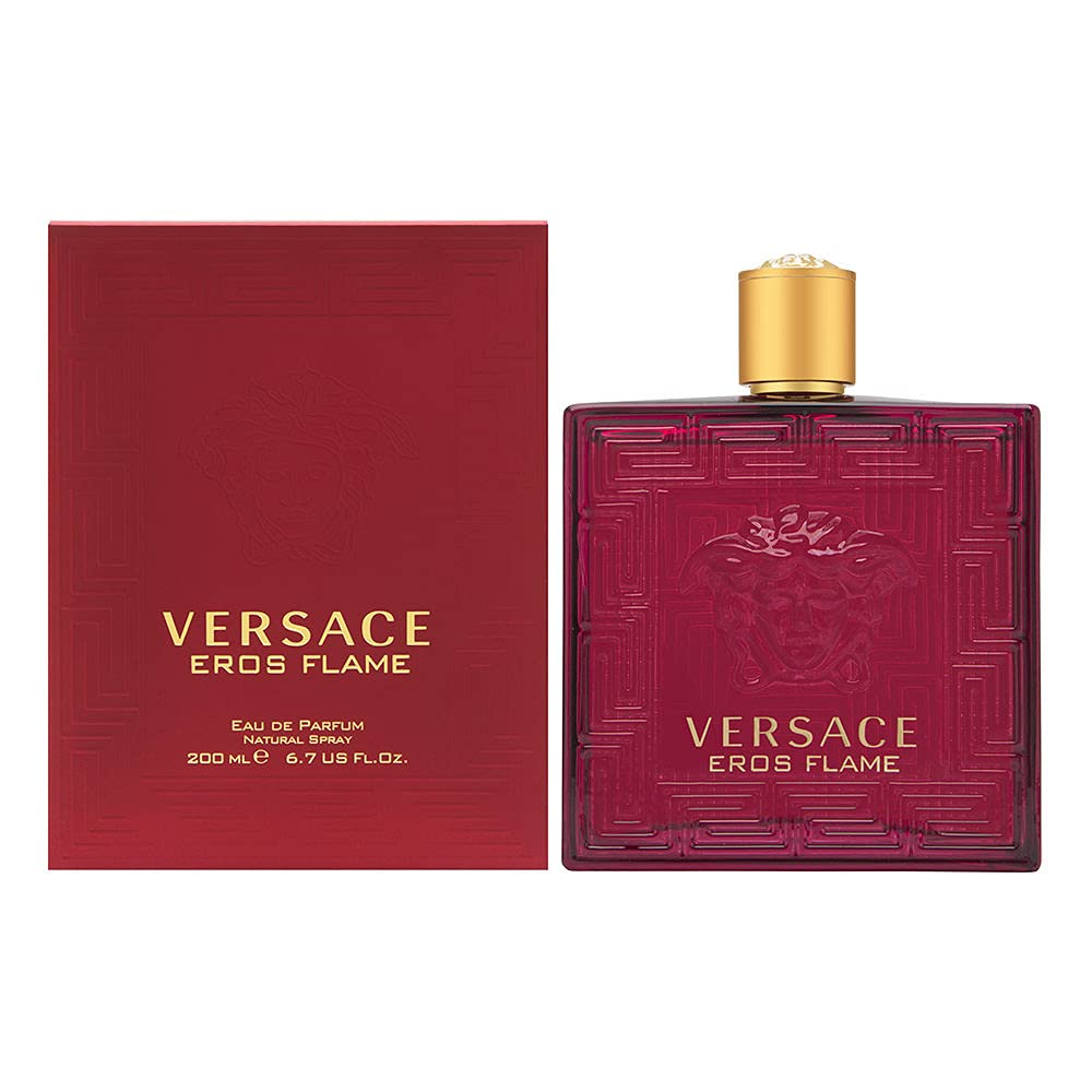 Versace Eros Flame bottle front view for a premium evening fragrance.