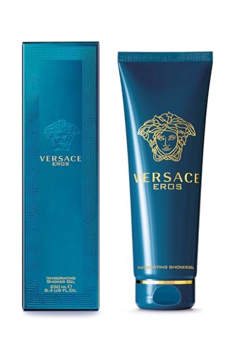 Versace Eros for Men shower gel in lather demonstrating a rich cleansing experience.