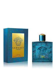 Versace Eros Parfum Spray cap close-up shows premium design suggesting lasting scent.
