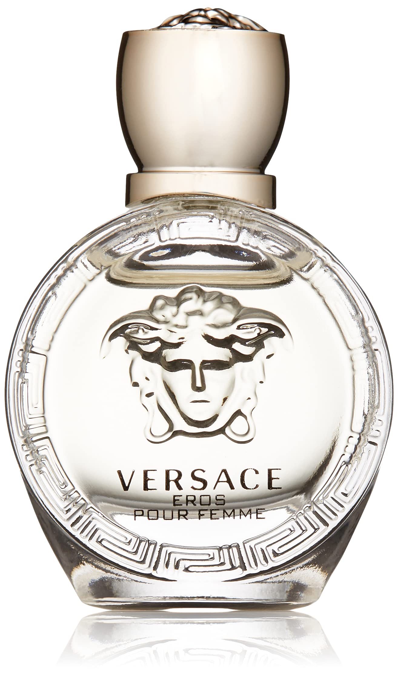 Versace Eros Pour Femme bottle closeup showing sleek profile for daily luxury