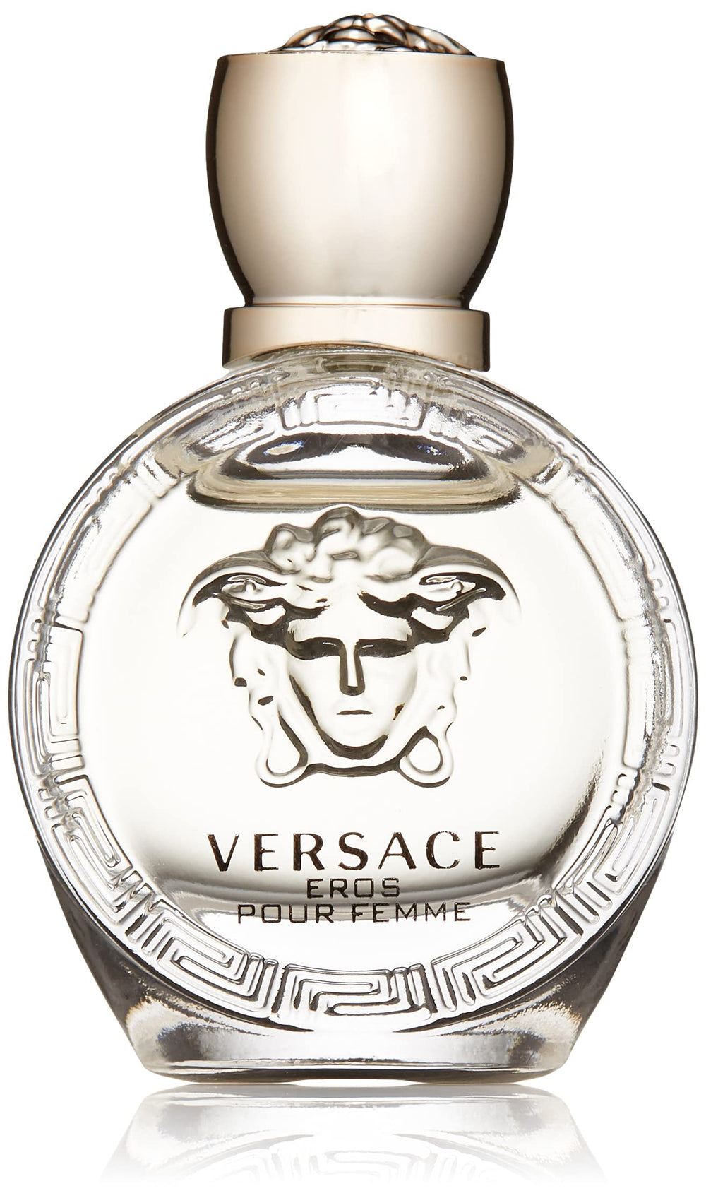 Versace Eros Pour Femme bottle closeup showing sleek profile for daily luxury