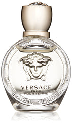 Versace Eros Pour Femme bottle closeup showing sleek profile for daily luxury