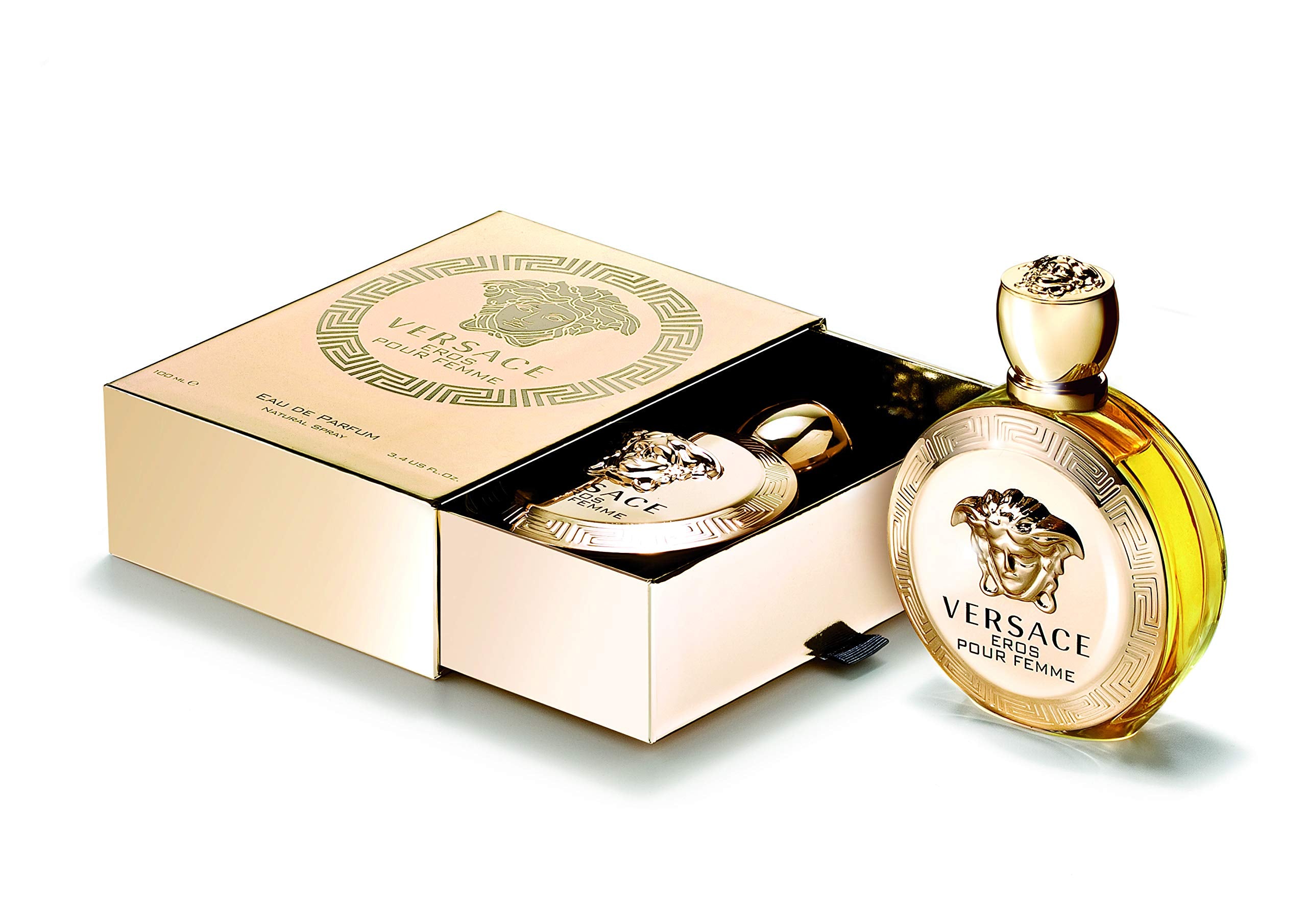 Versace Eros Pour Femme box packaging front with premium, gift-ready presentation