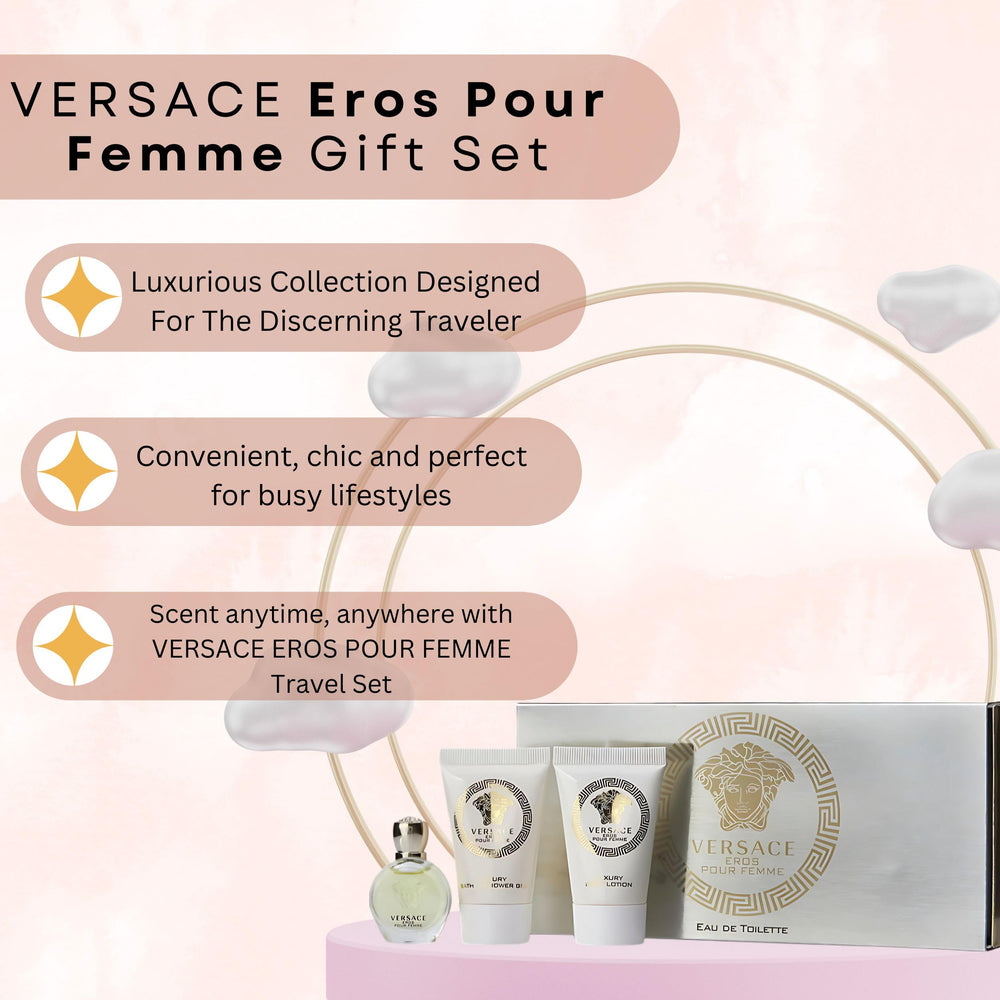 Versace Eros Pour Femme travel gift set packaging for gifting