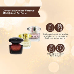 Versace Gift Set box front showing three included mini fragrances for versatile travel scents.