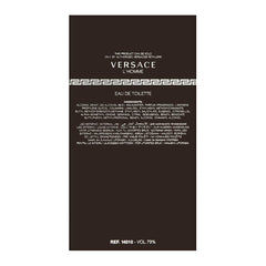 Versace L'Homme EDT packaging display showcases refined presentation ideal for gifting or personal indulgence.