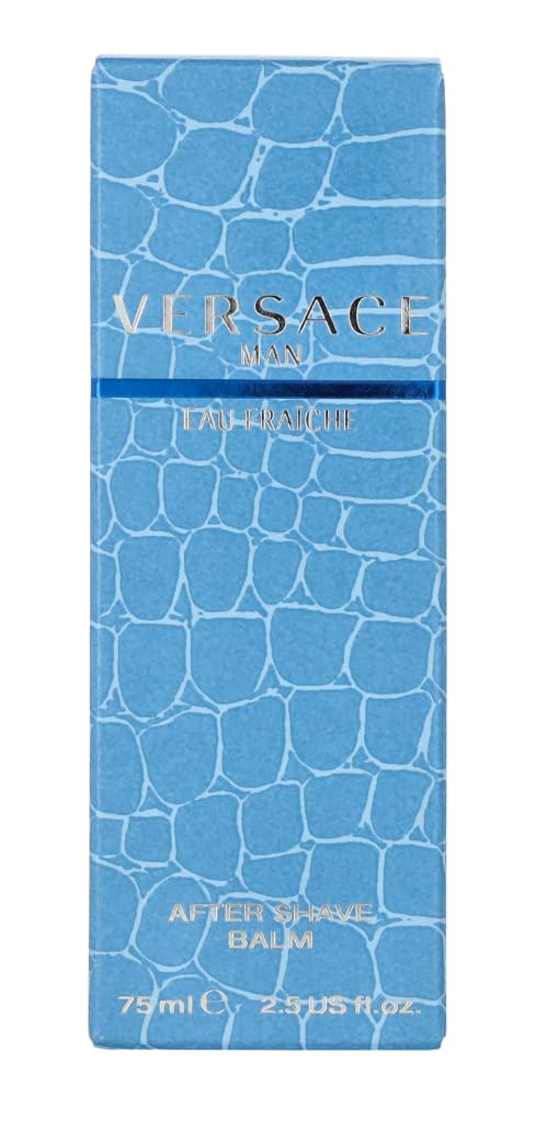 Versace Man Eau Fraiche After Shave Balm packaging display highlighting premium grooming routine