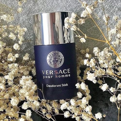 Versace Pour Homme deodorant stick cap close-up highlighting portable, mess-free use