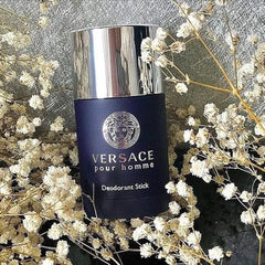 Versace Pour Homme deodorant stick cap close-up highlighting portable, mess-free use