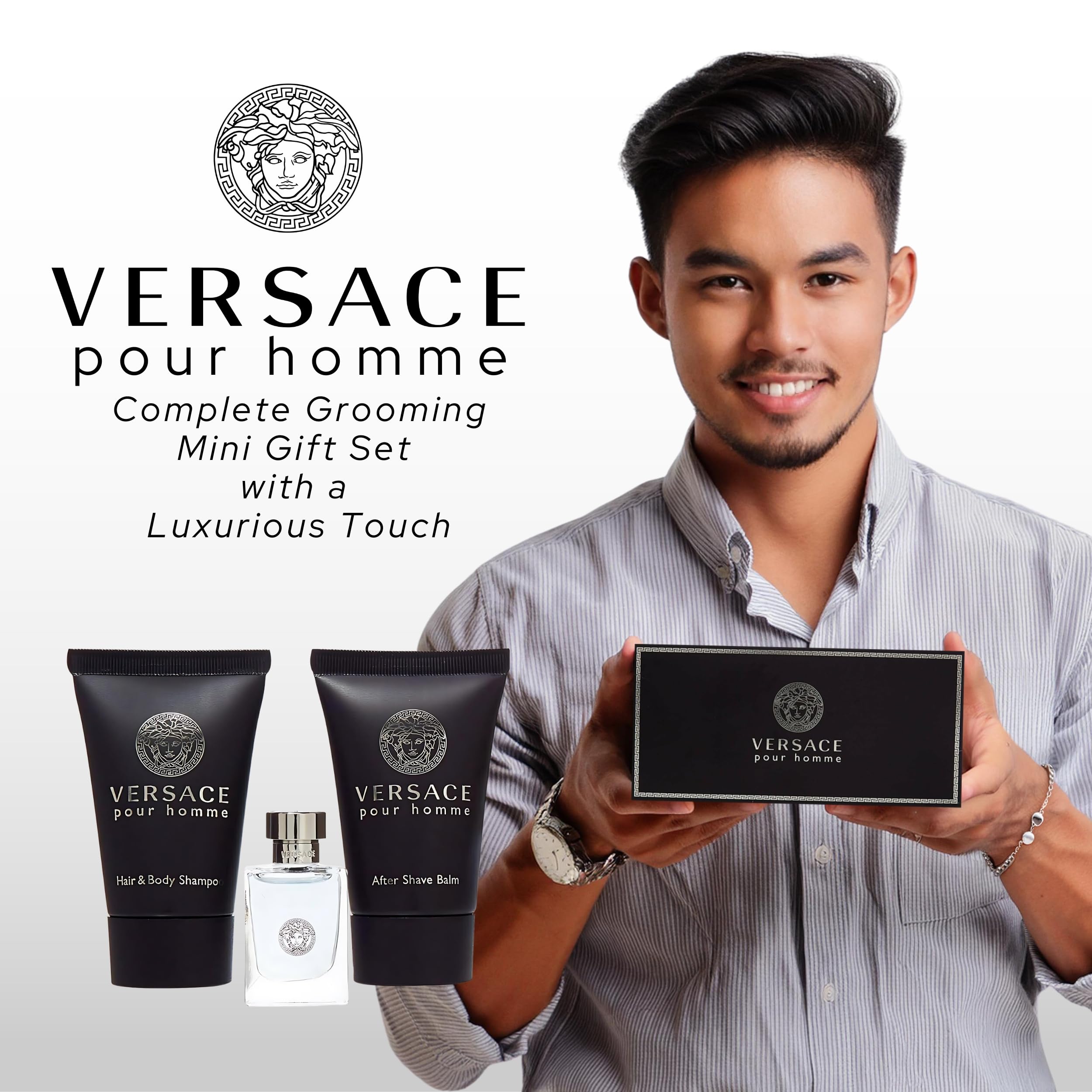 Versace Pour Homme packaging variation image reflecting retailer displays