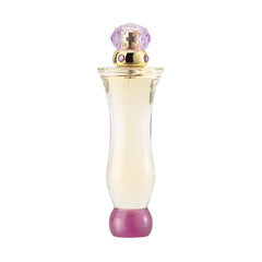 Versace Woman EDP bottle top close-up shows refined design and lasting aroma.