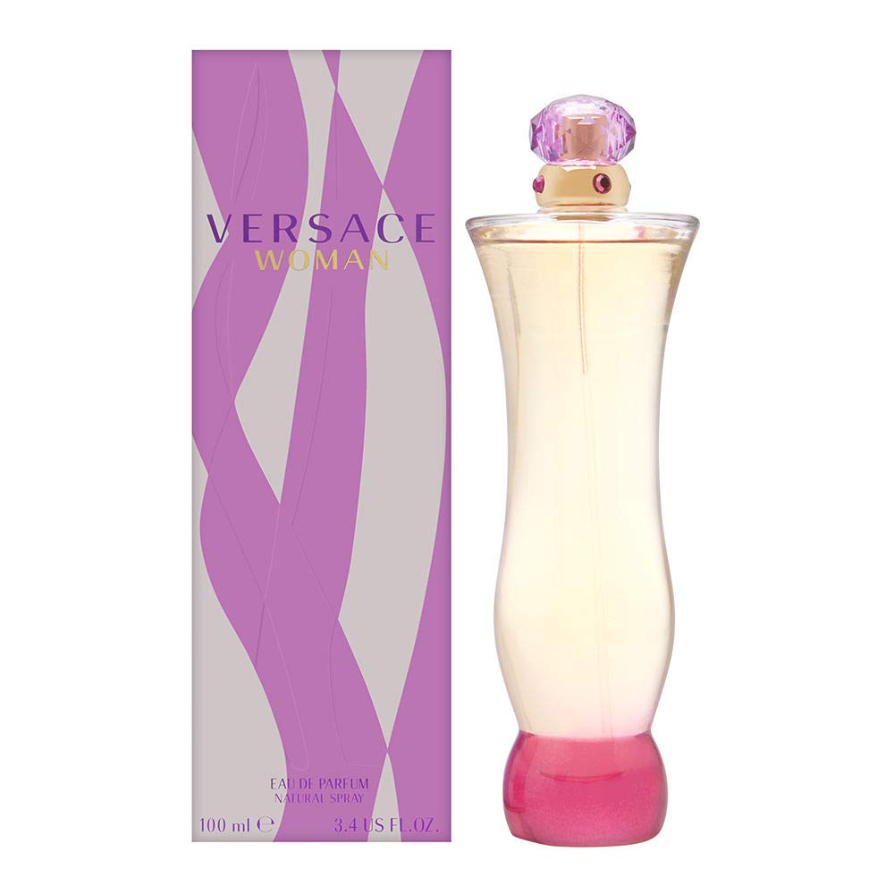 Versace Woman EDP spray bottle highlights timeless elegance for daily wear and special occasions.