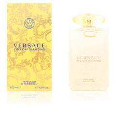 Versace Yellow Diamond shower gel pour showcases elegant packaging for on-the-go refreshment