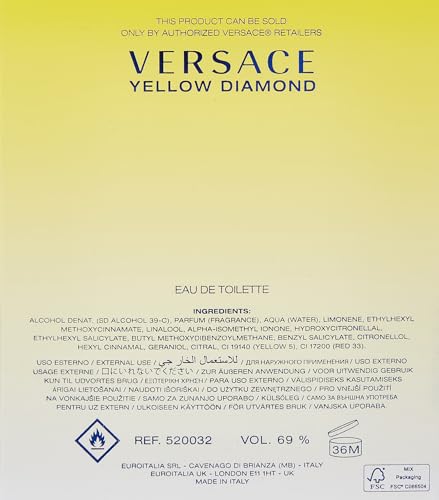Versace Yellow Diamond sprayer action enables smooth, even fragrance distribution
