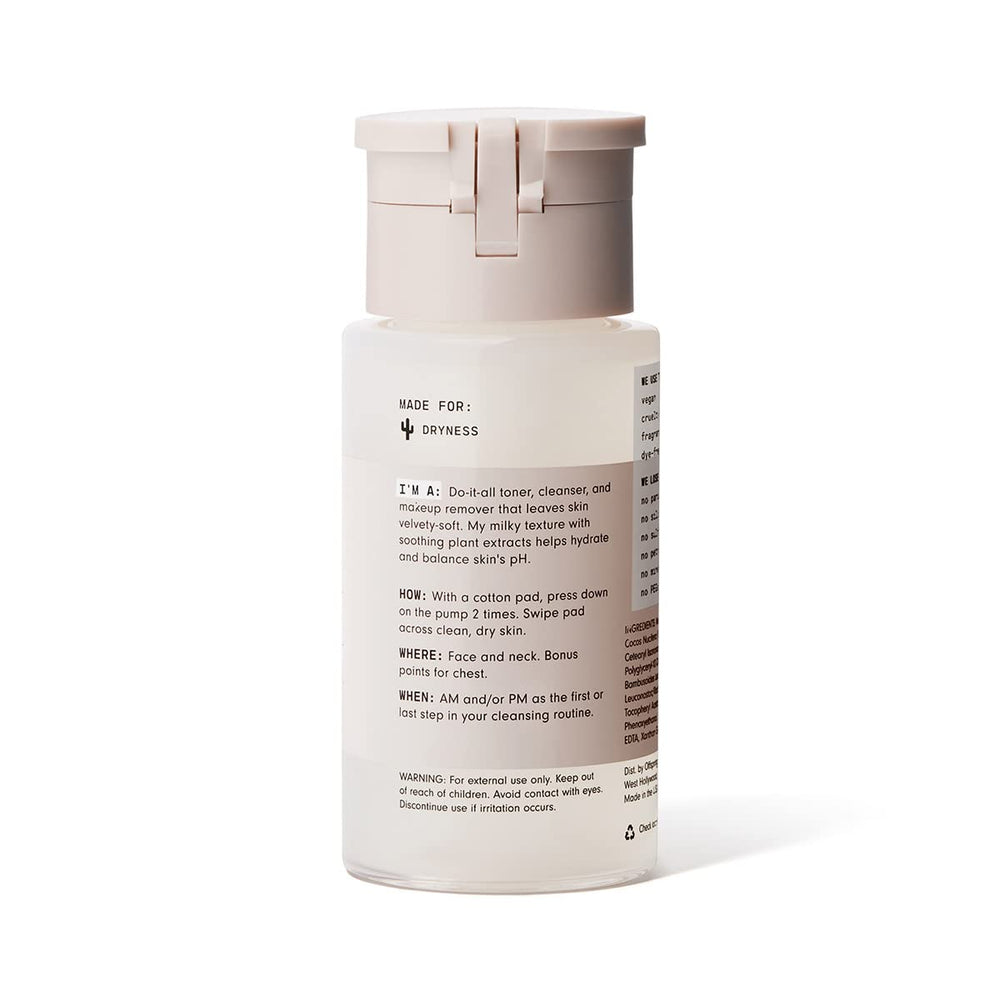 Versed Baby Cheeks toner pump closeup milky texture for soothing, balanced skin after cleansing