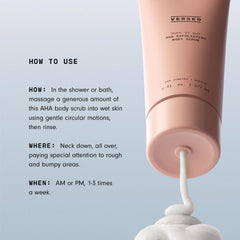 Versed Buff It Out in-shower application demonstrates a quick weekly exfoliation routine.