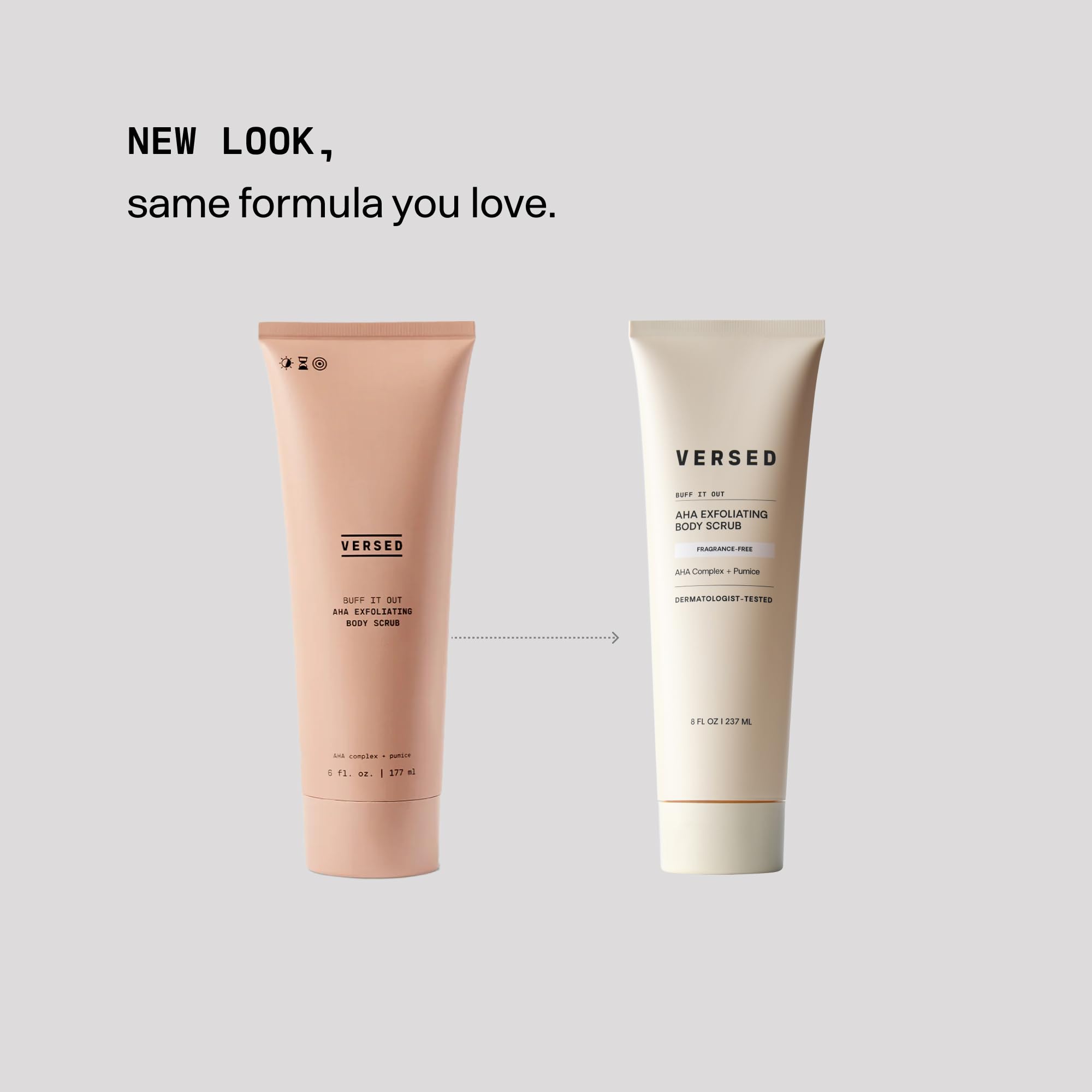 Versed Buff It Out pomegranate enzyme action closeup hints at nourished feel and even-looking skin.